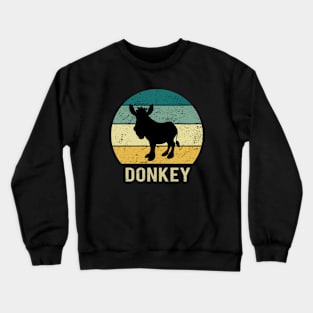 Donkey At Vintage Sunset A Gift For Donkey Lovers Crewneck Sweatshirt